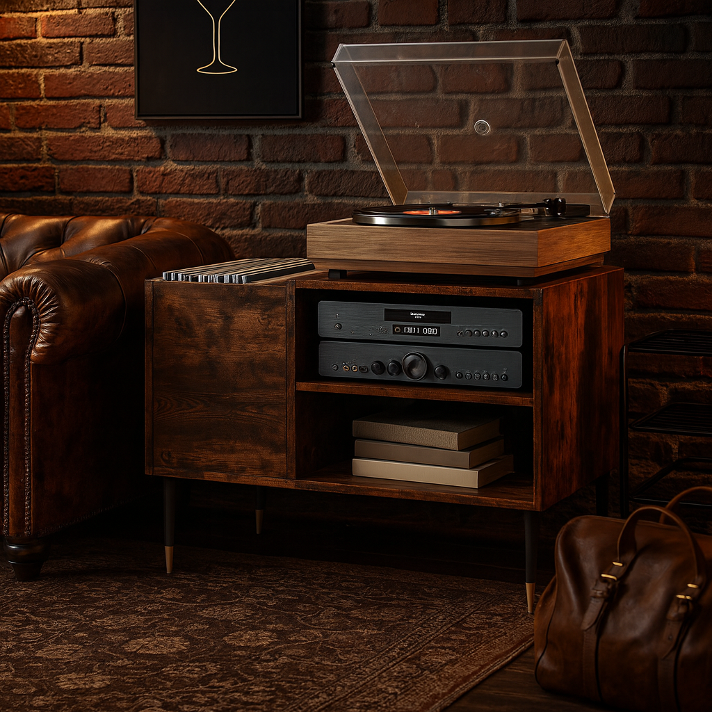 Meuble Vinyle en chêne fumé 85x38x48 cm bois d'ingénierie