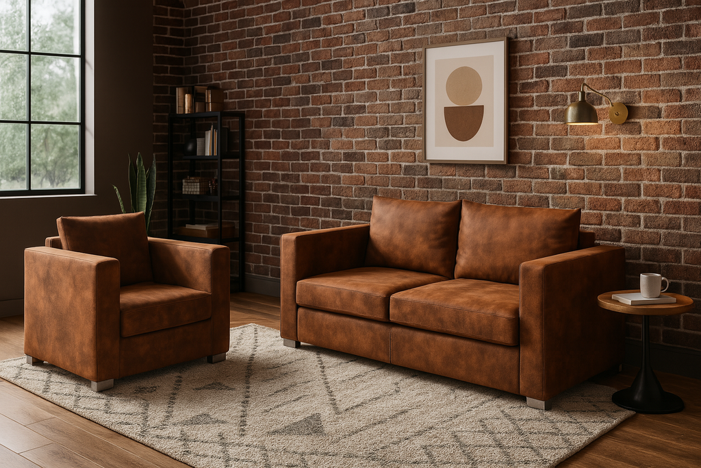 Canapé "Baxter Club" en similicuir daim vintage