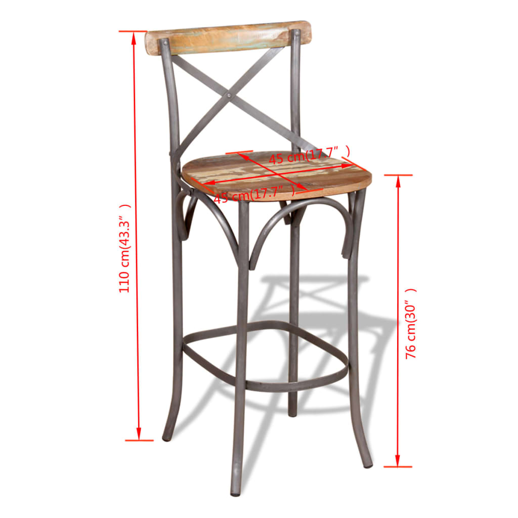 Tabouret De Bar Bois De Récupération Massif