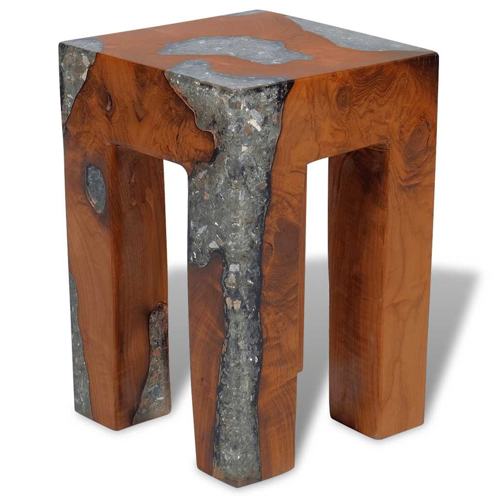 Tabouret Bois De Teck Massif Et Résine
