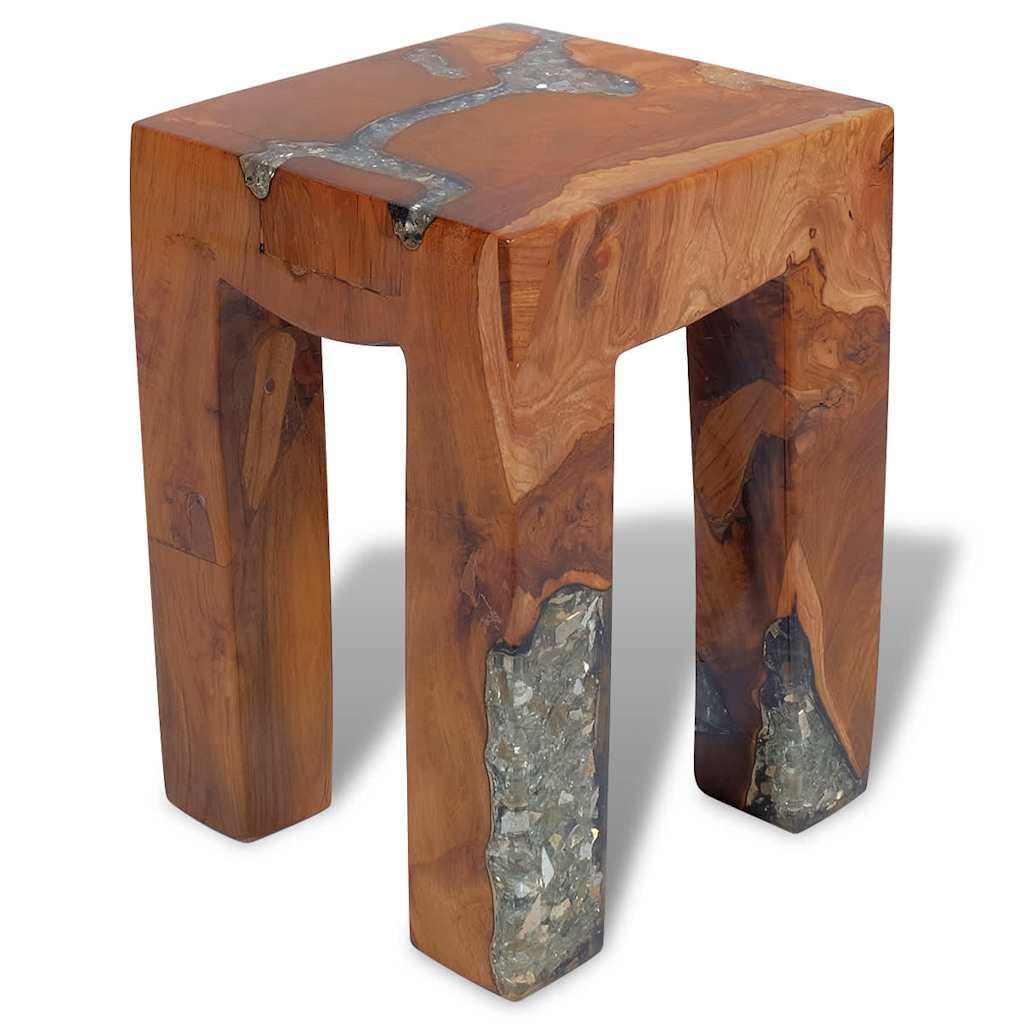 Tabouret Bois De Teck Massif Et Résine