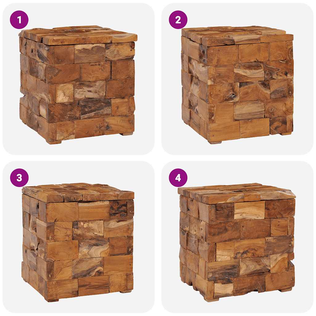 Tabouret De Rangement Bois De Teck Massif