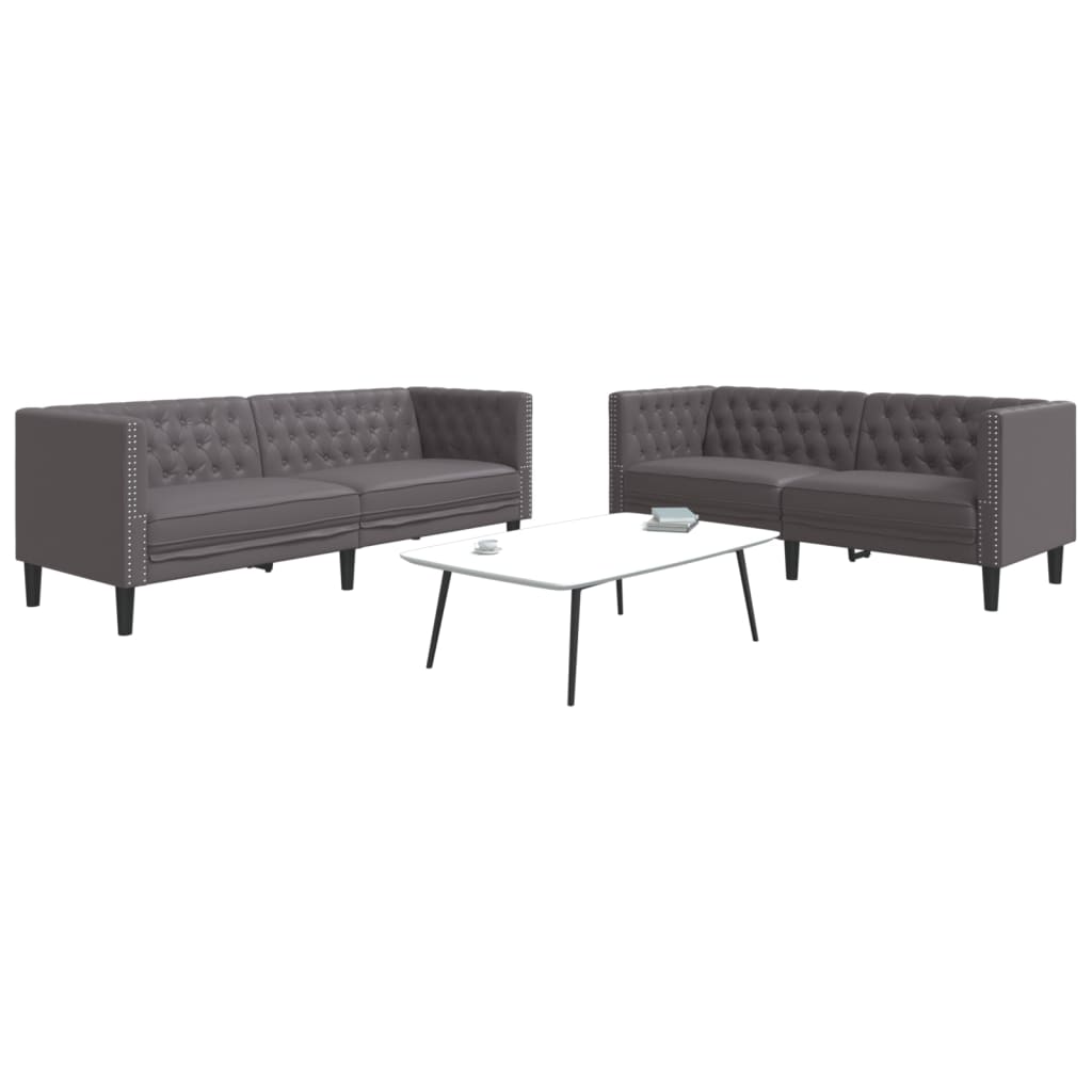 Ensemble De Canapé Chesterfield 2 Pcs Similicuir