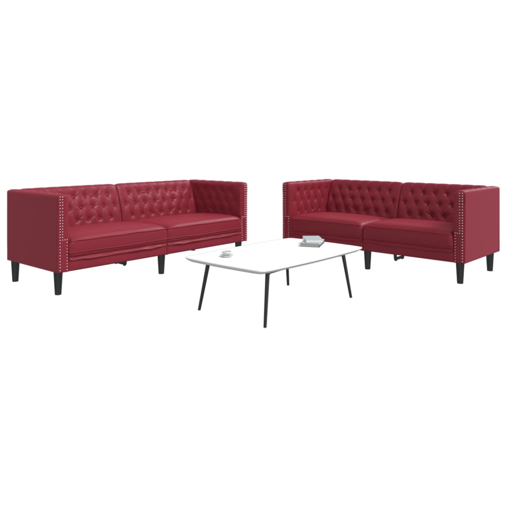 Ensemble De Canapé Chesterfield 2 Pcs Similicuir