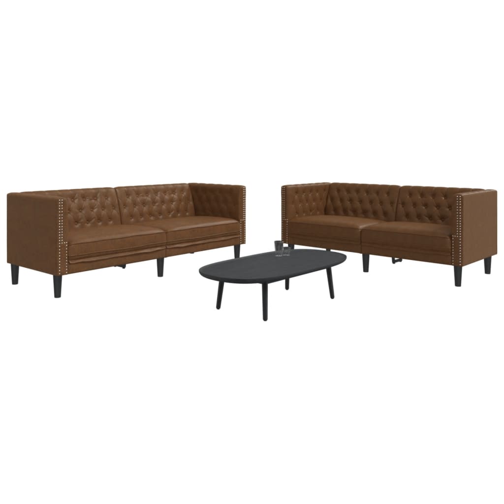 Ensemble De Canapé Chesterfield 2 Pcs Similicuir