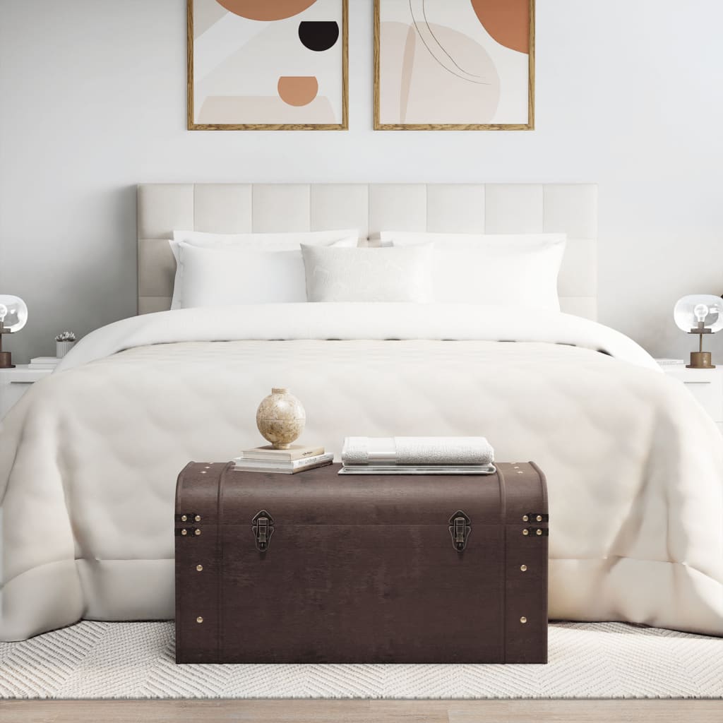 Coffre À Trésors Avec Loquets Marron Foncé Contreplaqué