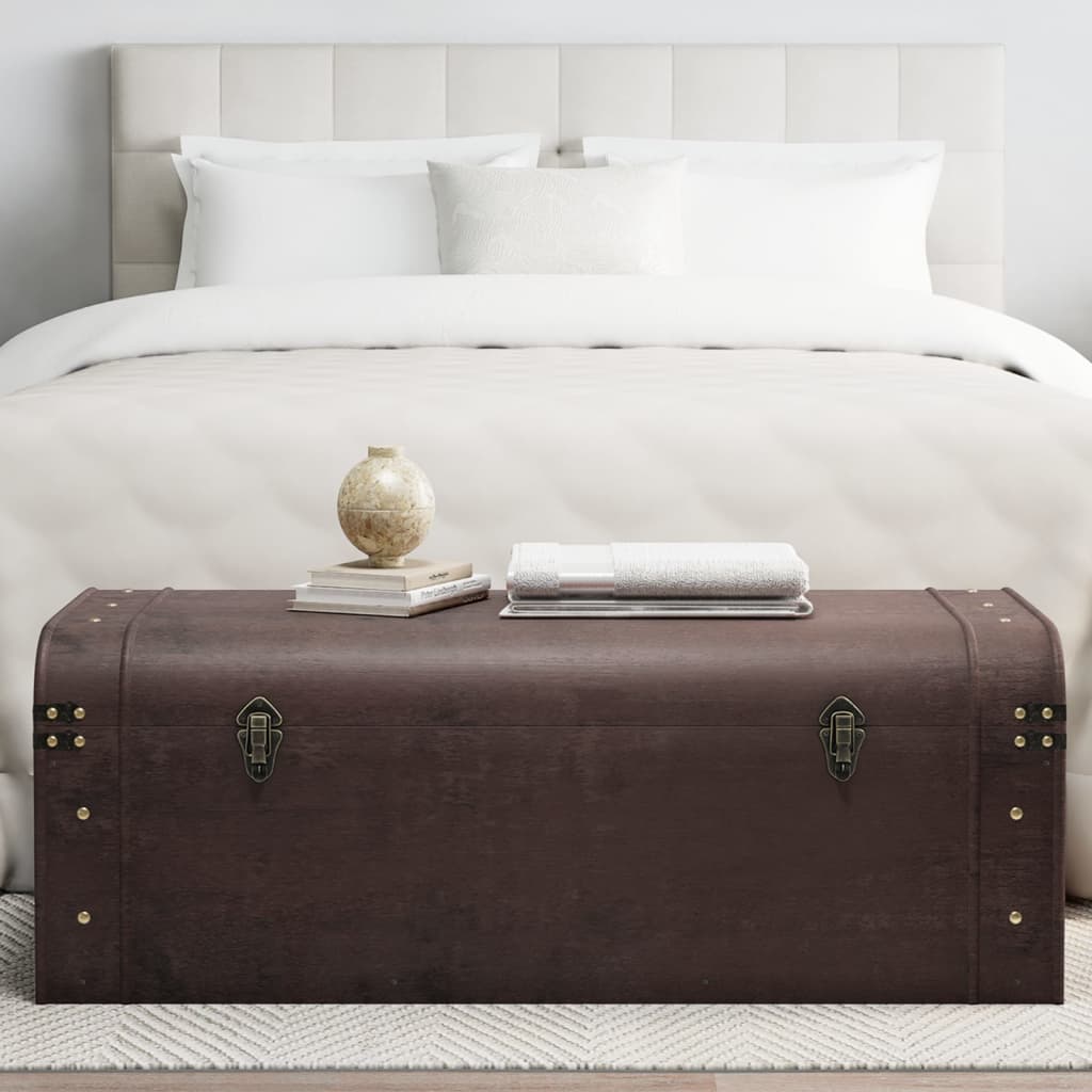 Coffre À Trésors Avec Loquets Marron Foncé Contreplaqué