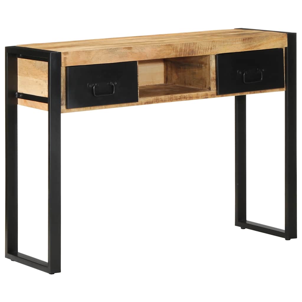 Table Console 100X35X75 Cm Bois De Manguier Massif Brut