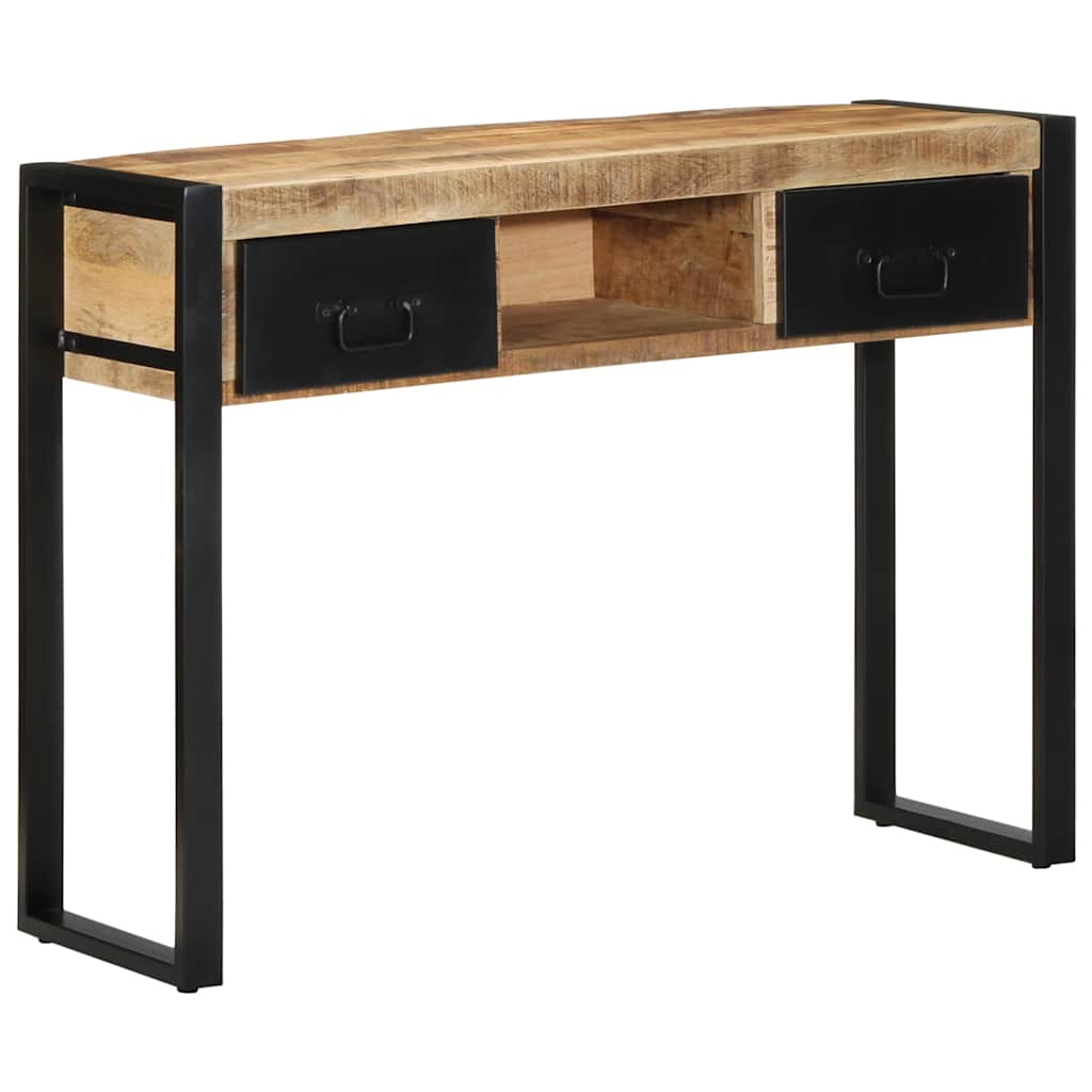 Table Console 100X35X75 Cm Bois De Manguier Massif Brut