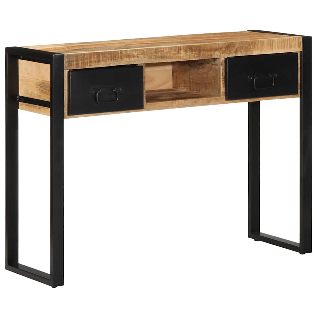 Table Console 100X35X75 Cm Bois De Manguier Massif Brut