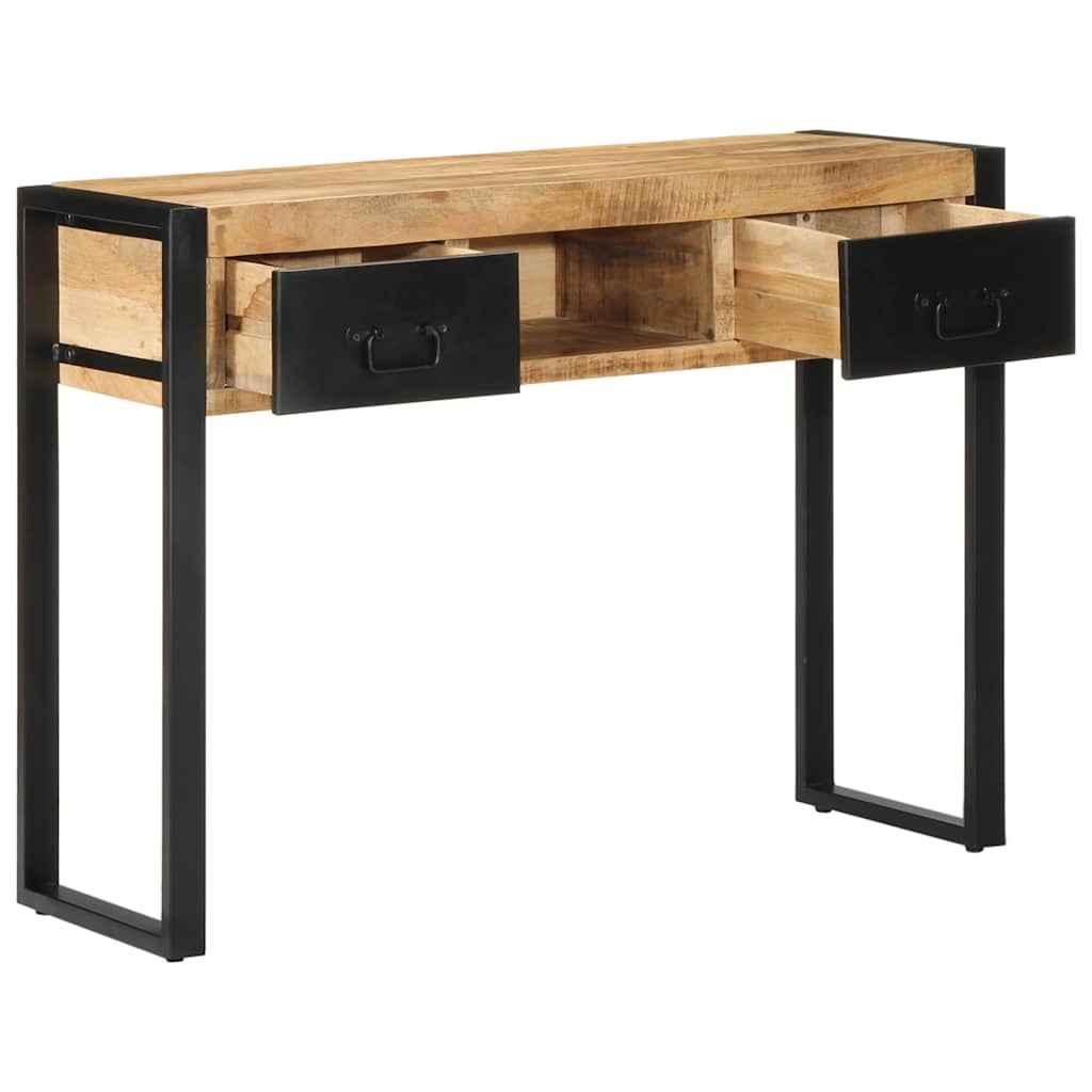 Table Console 100X35X75 Cm Bois De Manguier Massif Brut