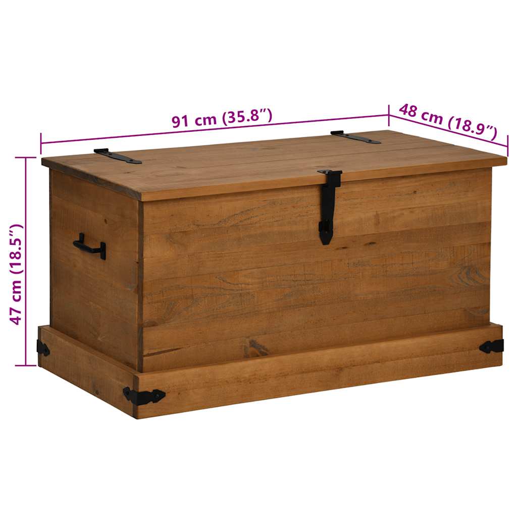 Coffre De Rangement Halden 91X48X47 Cm Bois Massif Pin