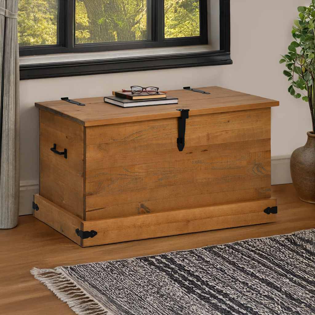 Coffre De Rangement Halden 91X48X47 Cm Bois Massif Pin