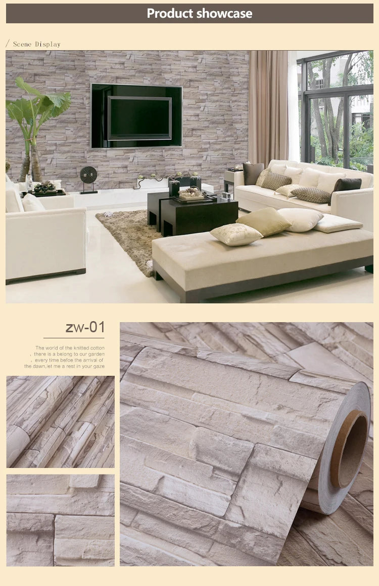 Sticker Mural Effet Brique Rouge Vintage (PVC