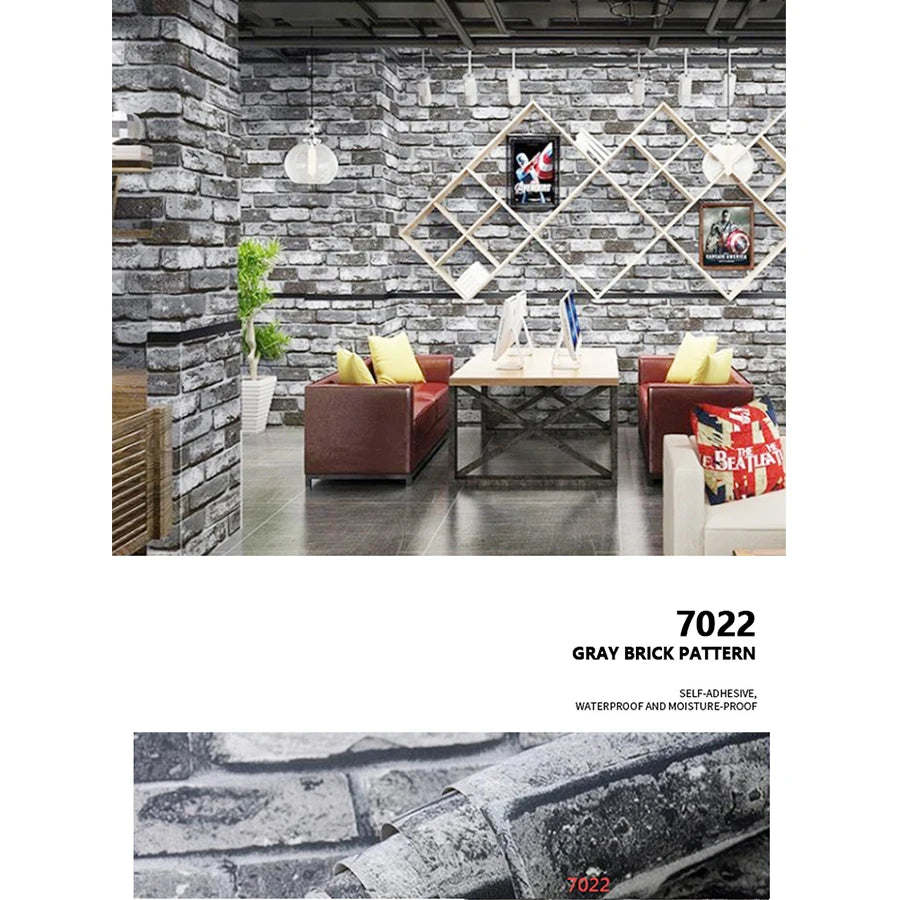 Sticker Mural Effet Brique Rouge Vintage (PVC