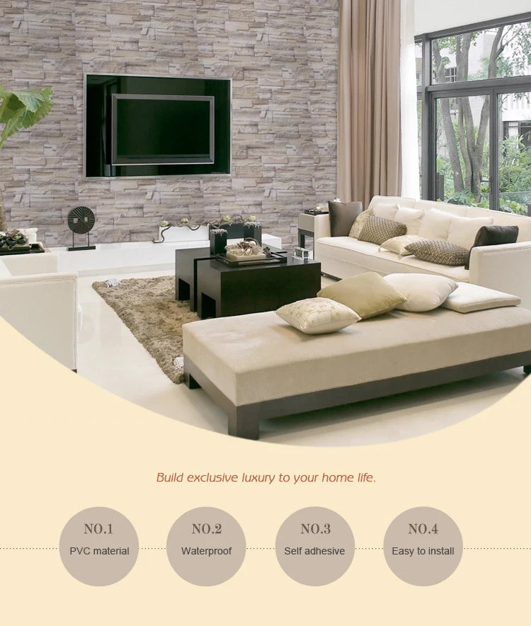 Sticker Mural Effet Brique Rouge Vintage (PVC