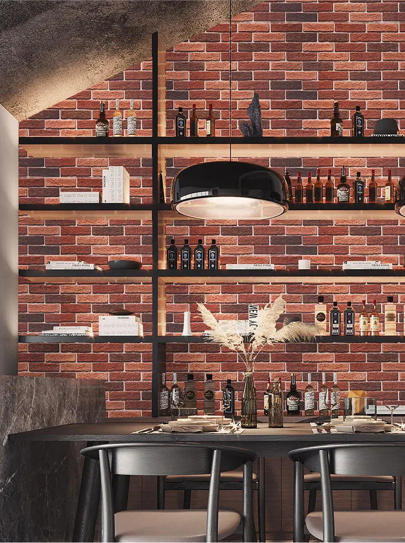 Sticker Mural Effet Brique Rouge Vintage (PVC