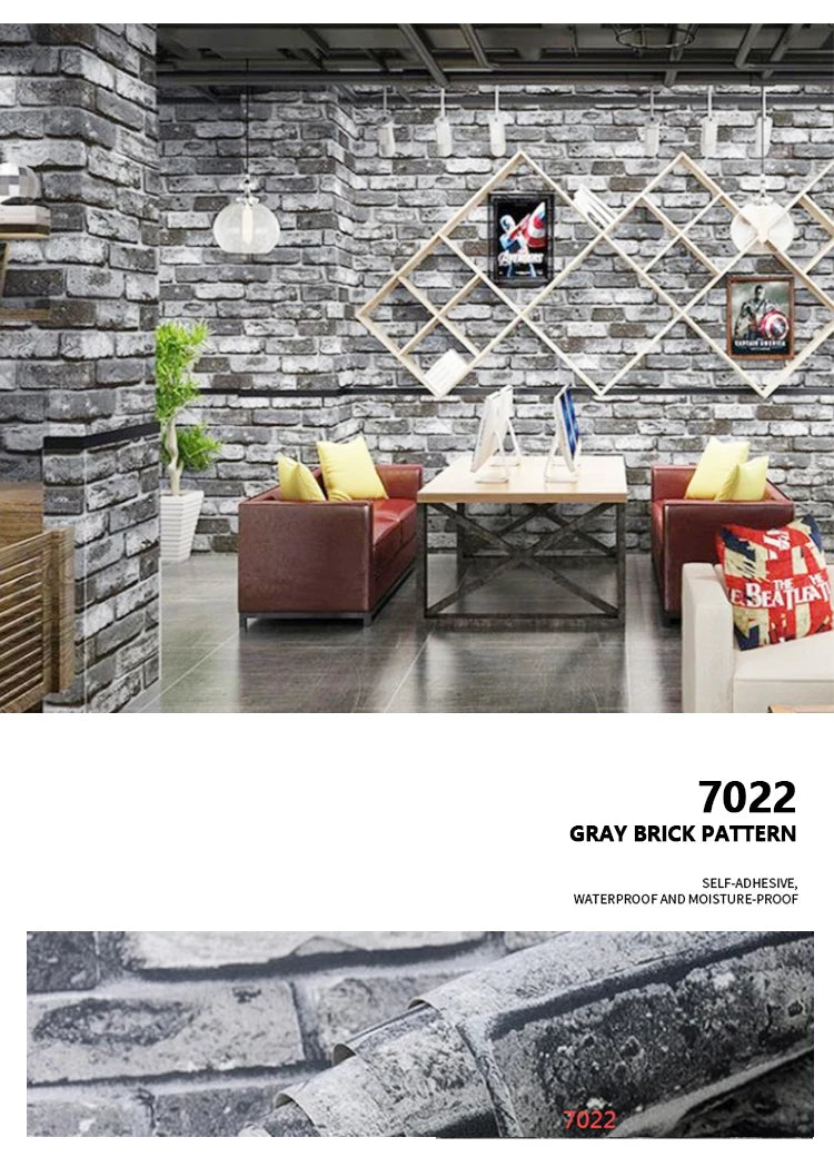 Sticker Mural Effet Brique Rouge Vintage (PVC