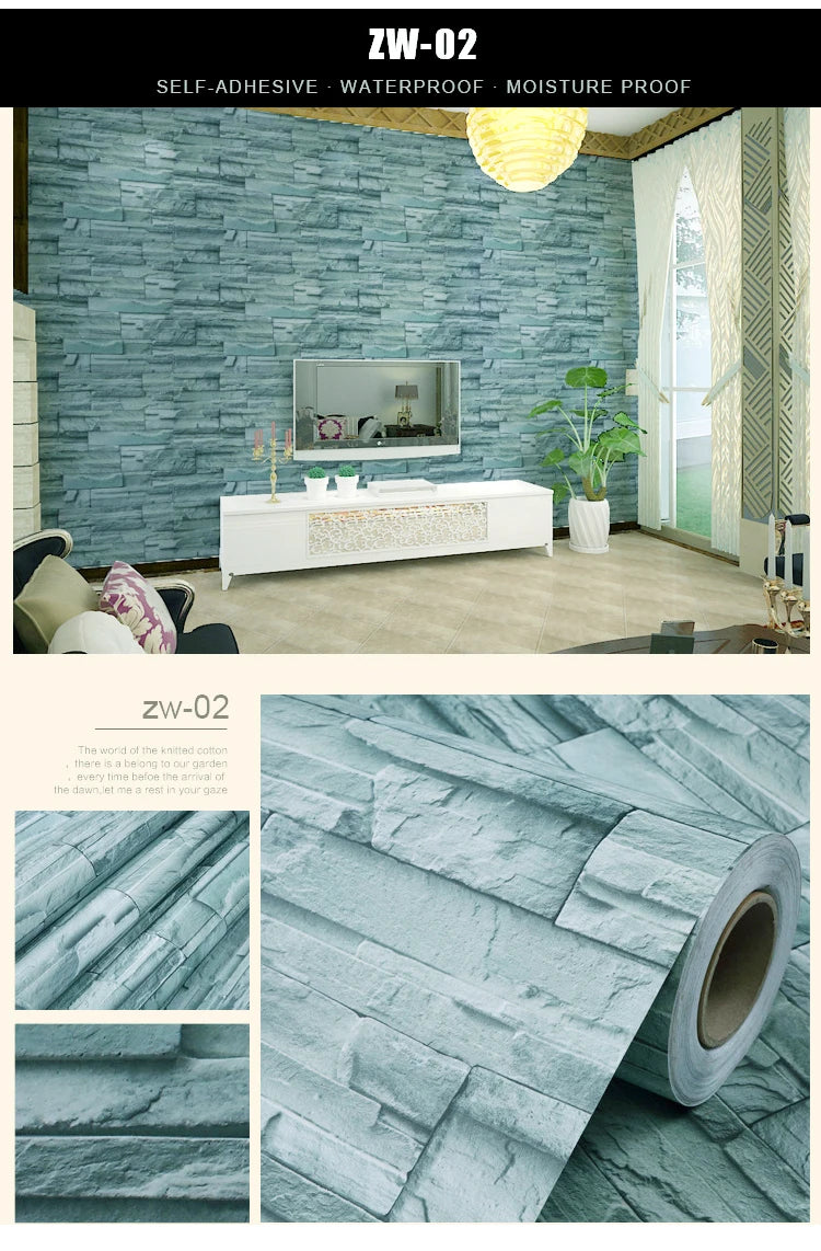 Sticker Mural Effet Brique Rouge Vintage (PVC