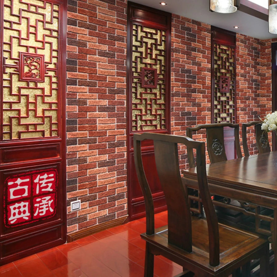 Sticker Mural Effet Brique Rouge Vintage (PVC