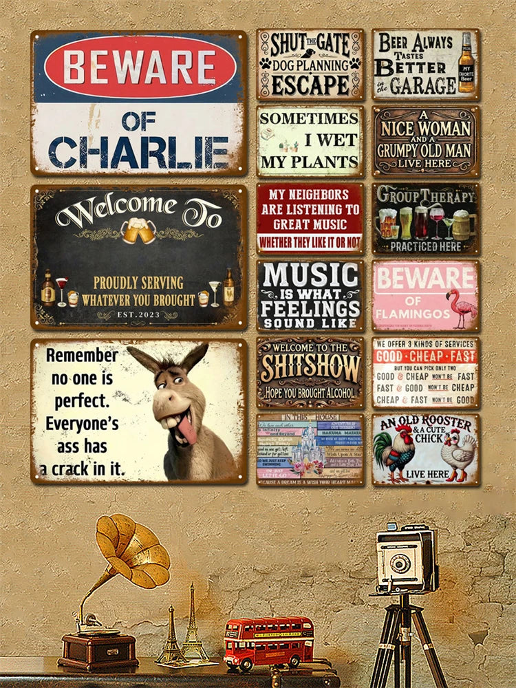 Garage Rules Plaque Métal Vintage Déco Murale