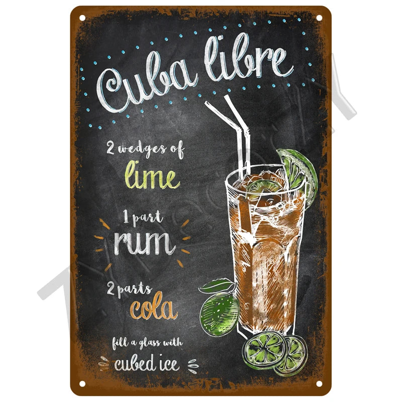 Cheers & Beers Plaque Métal Vintage Bar