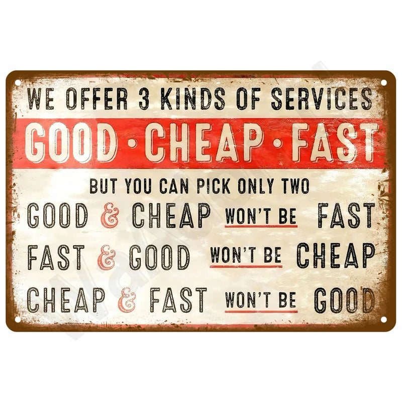 Garage Rules Plaque Métal Vintage Déco Murale