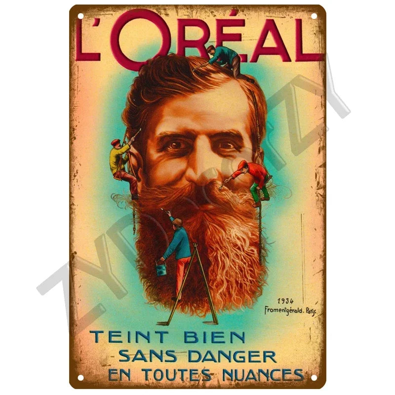 Cut & Shave Plaque Métal Vintage Barber Shop