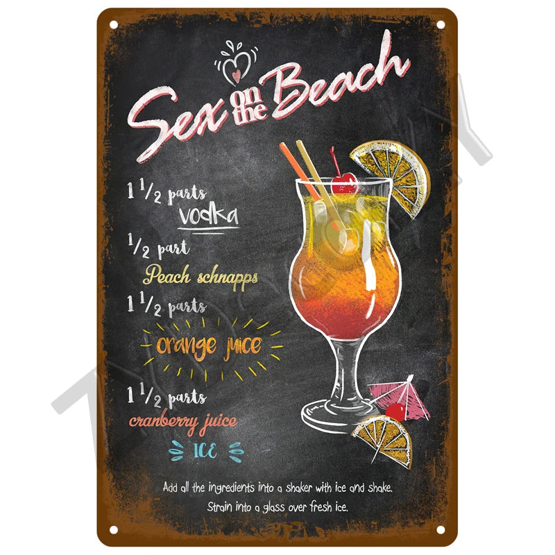 Cheers & Beers Plaque Métal Vintage Bar