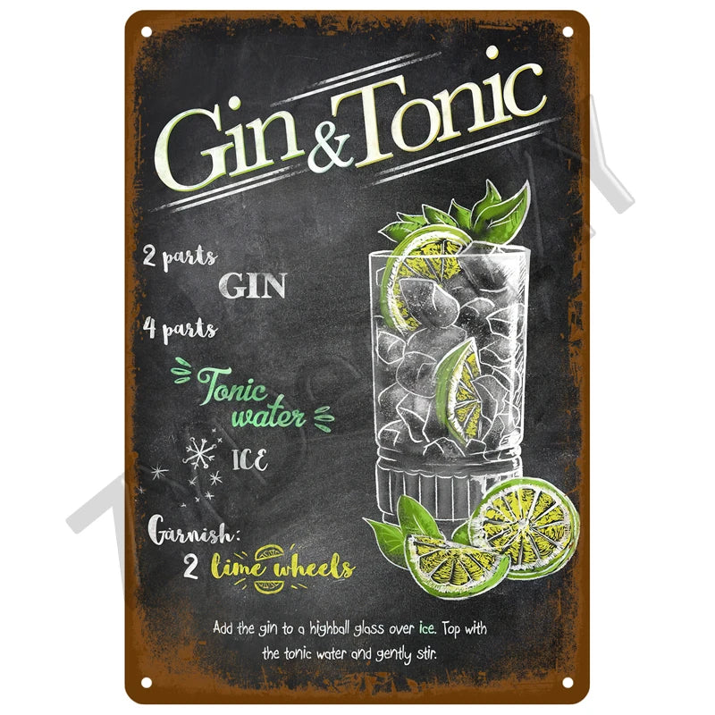 Cheers & Beers Plaque Métal Vintage Bar