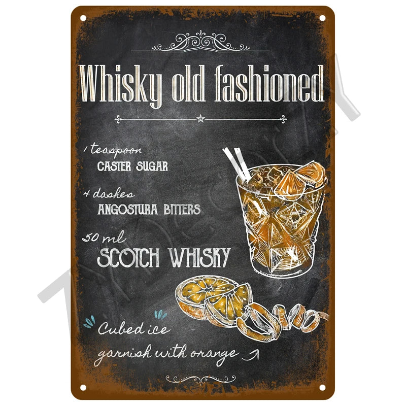 Cheers & Beers Plaque Métal Vintage Bar