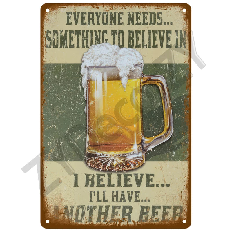 Cheers & Beers Plaque Métal Vintage Bar