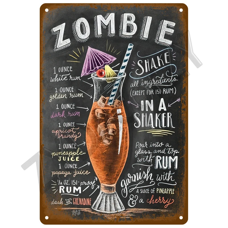 Cheers & Beers Plaque Métal Vintage Bar