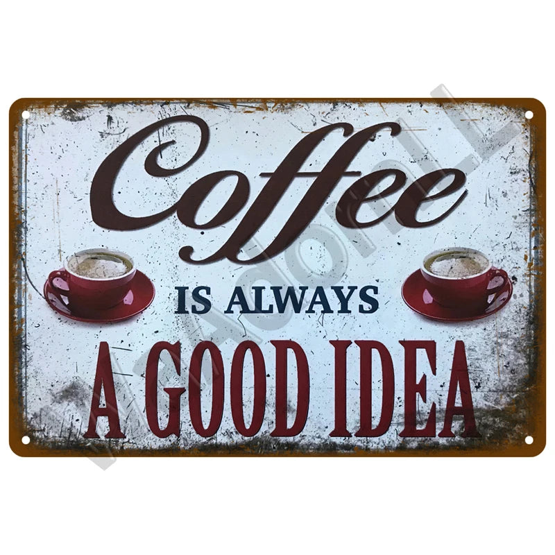 But First, Coffee Plaque Métal Vintage Coffee Shop