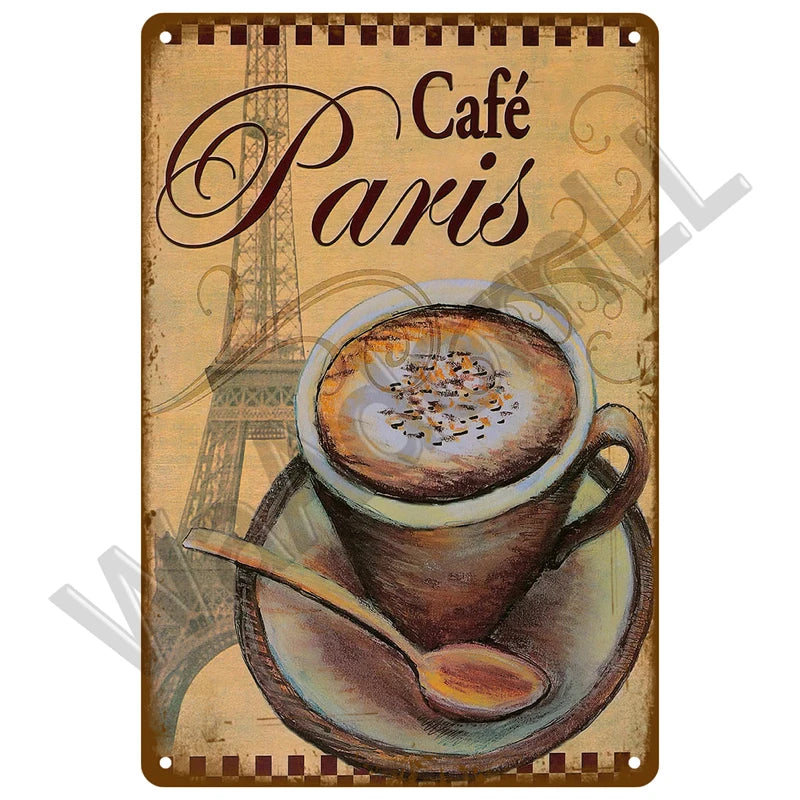 But First, Coffee Plaque Métal Vintage Coffee Shop