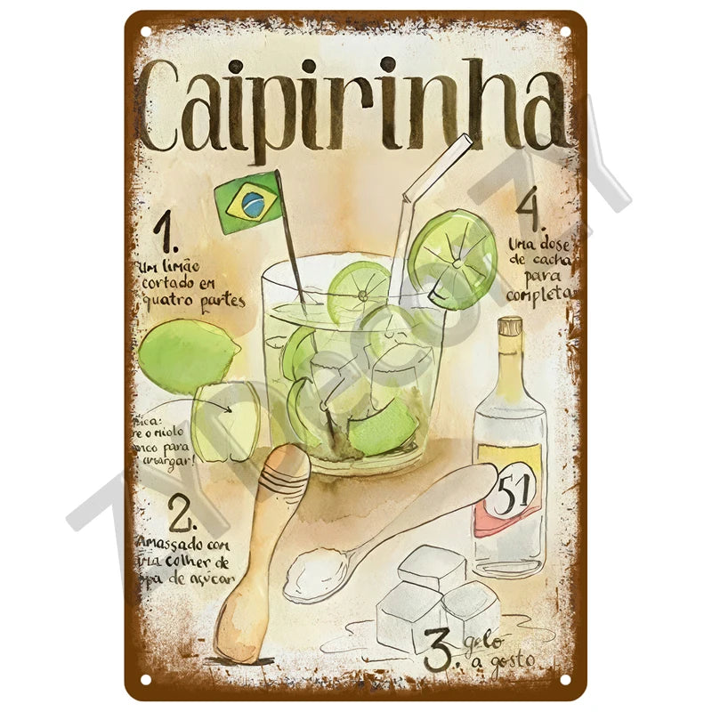 Cheers & Beers Plaque Métal Vintage Bar