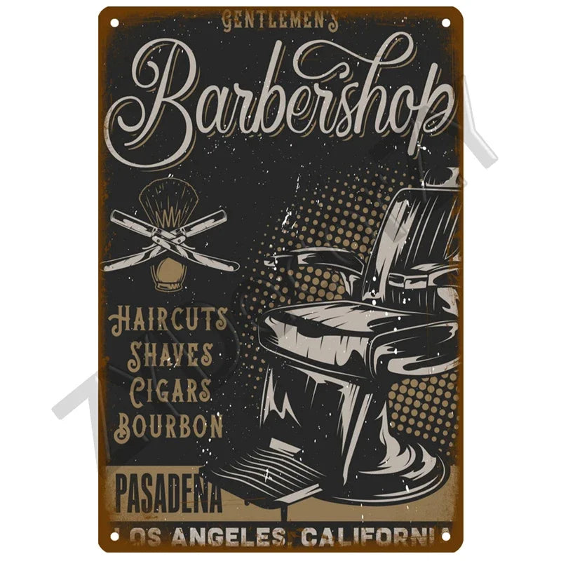 Cut & Shave Plaque Métal Vintage Barber Shop