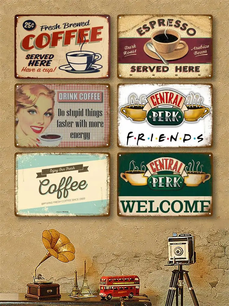 But First, Coffee Plaque Métal Vintage Coffee Shop
