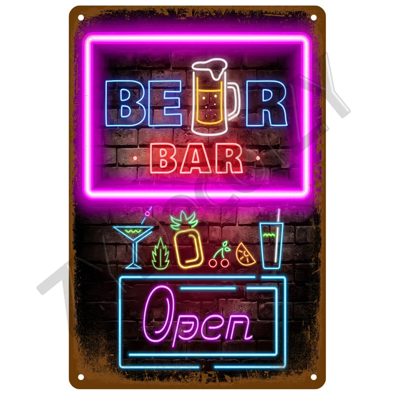 Cheers & Beers Plaque Métal Vintage Bar