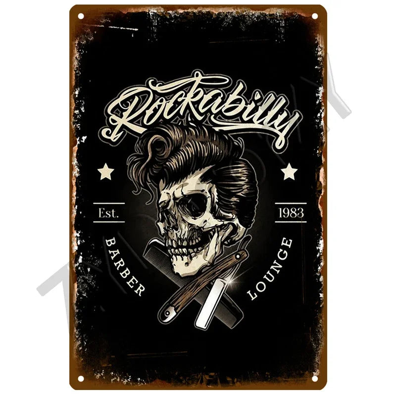 Cut & Shave Plaque Métal Vintage Barber Shop