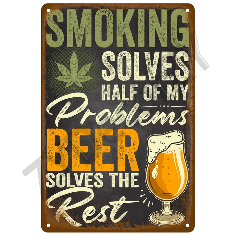 Cheers & Beers Plaque Métal Vintage Bar