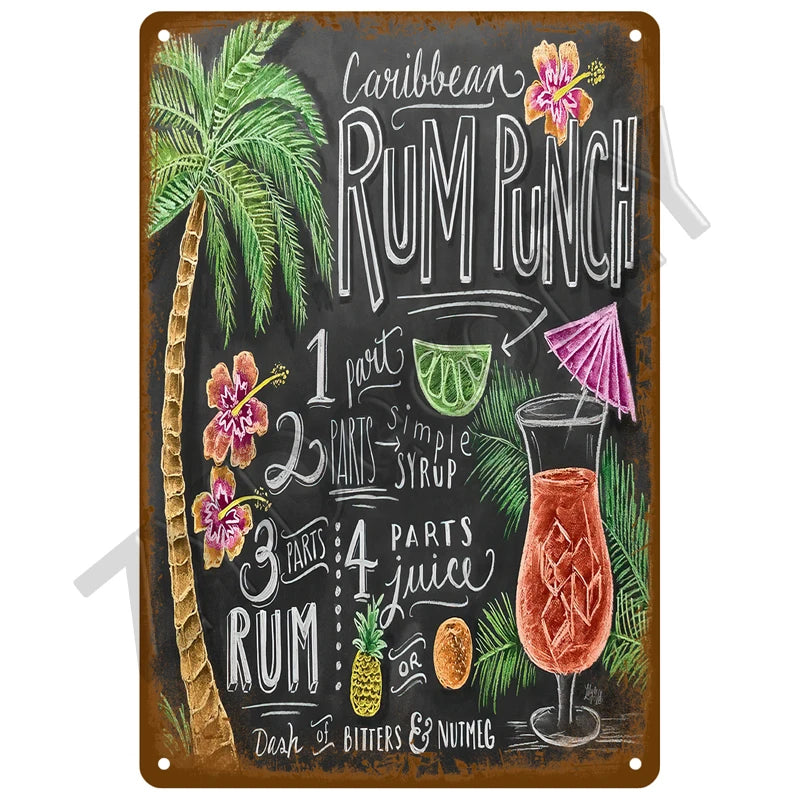 Cheers & Beers Plaque Métal Vintage Bar