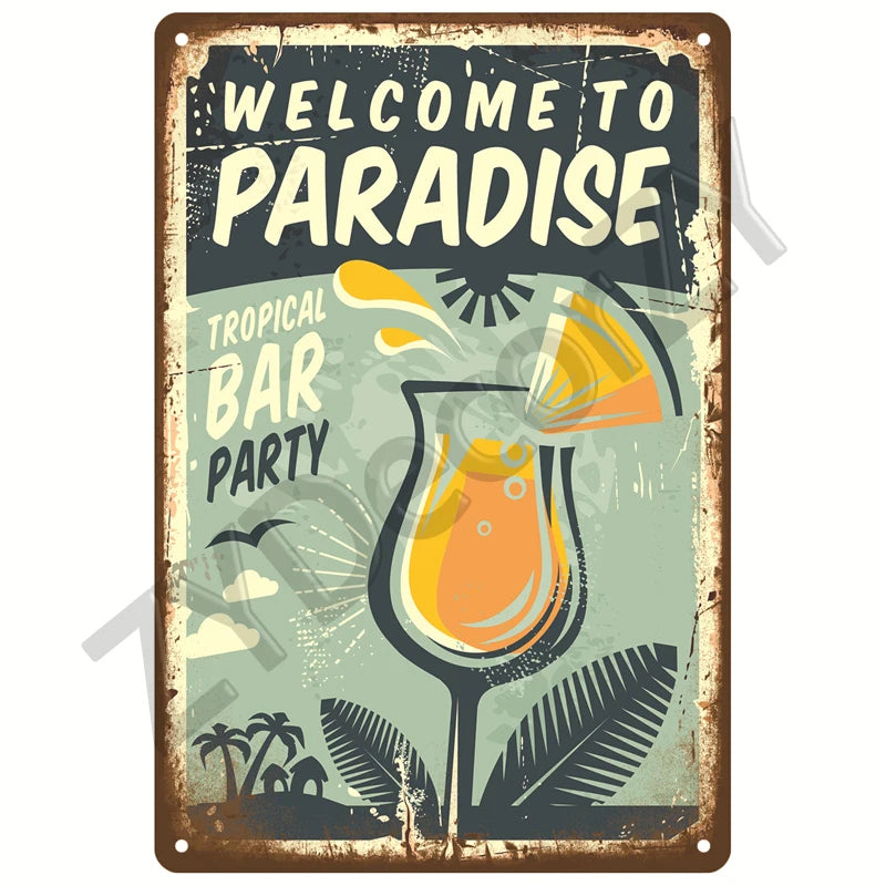 Cheers & Beers Plaque Métal Vintage Bar