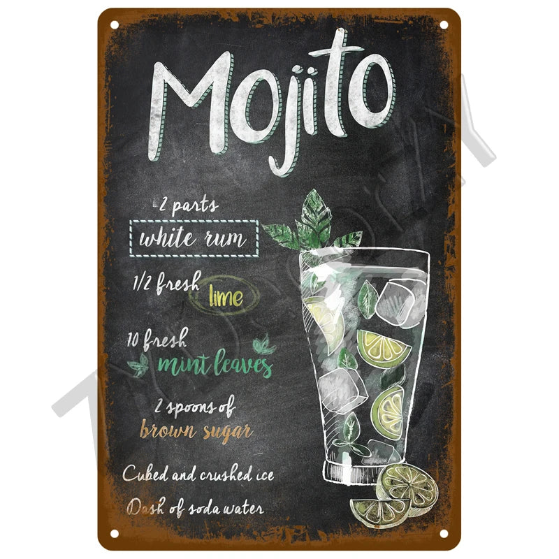 Cheers & Beers Plaque Métal Vintage Bar