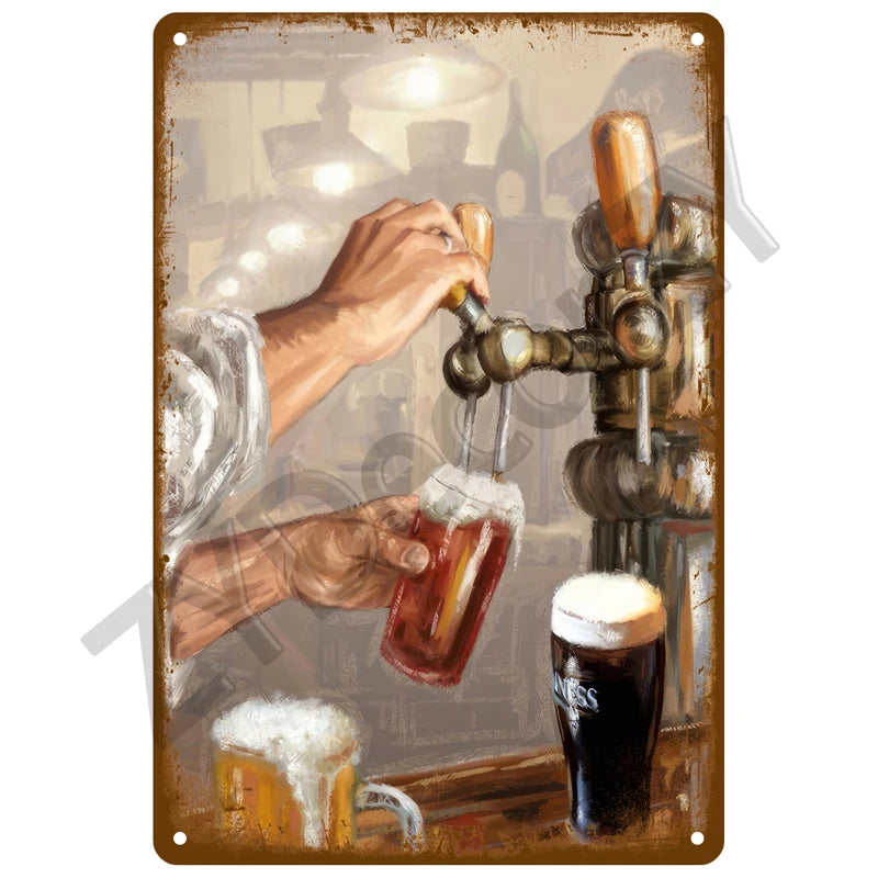 Cheers & Beers Plaque Métal Vintage Bar