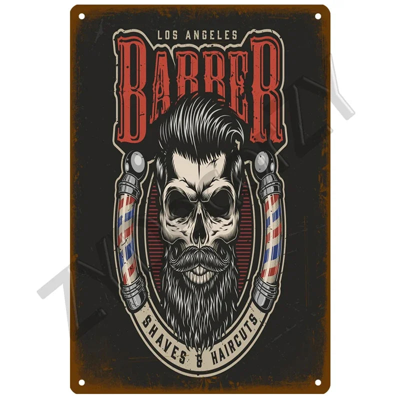 Cut & Shave Plaque Métal Vintage Barber Shop