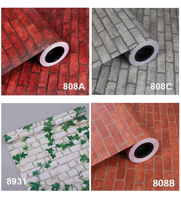 Sticker Mural Effet Brique Rouge Vintage (PVC