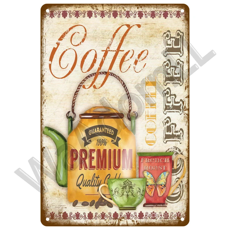 But First, Coffee Plaque Métal Vintage Coffee Shop