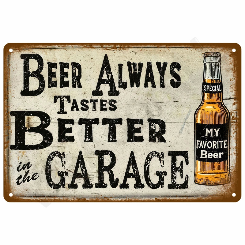 Garage Rules Plaque Métal Vintage Déco Murale