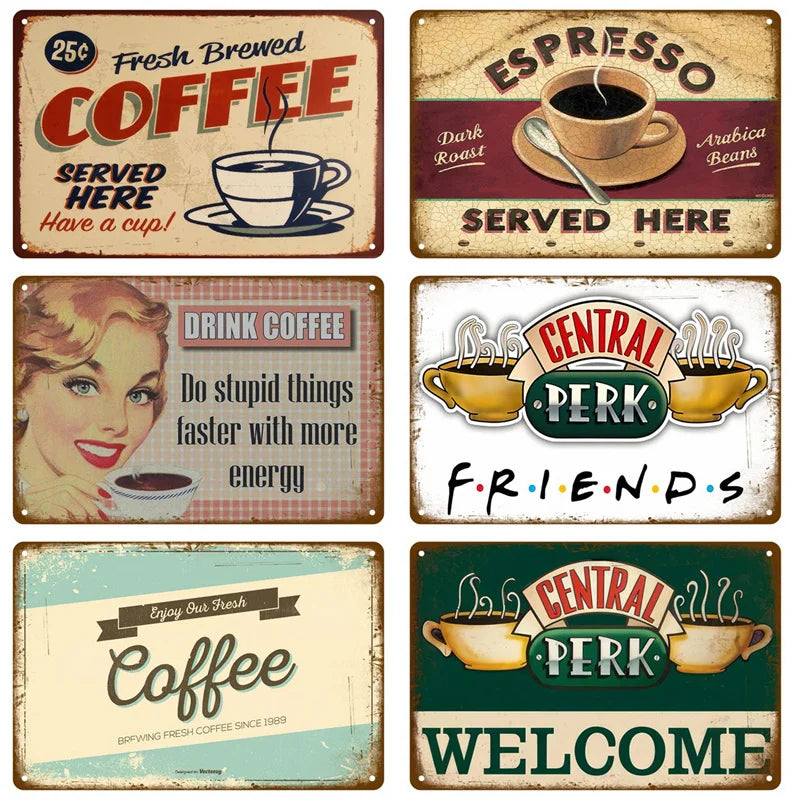 But First, Coffee Plaque Métal Vintage Coffee Shop